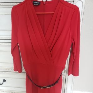 Red BEBE brand belted cocktail dress gently worn